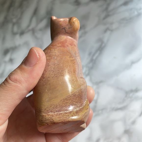 Vintage soapstone "grump cat" figurine - Picture 3 of 7